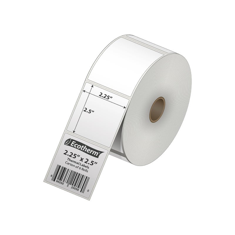 Ecotherm 2.25" x 2" Thermal Labels | 6 Rolls | 8220 Labels | fits Zebra, Munbyn, Rollo, Godex, Arkscan, iDPRT, Offnova Thermal Label Printers and More | Blank White Adhesive Stickers by Ecotherm - Image 2